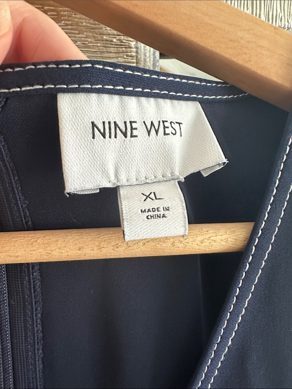 Nine West Navy Sleeveless V-Neck Romper Jumpsuit with Self-Tie Belt - Picture 2 of 4
